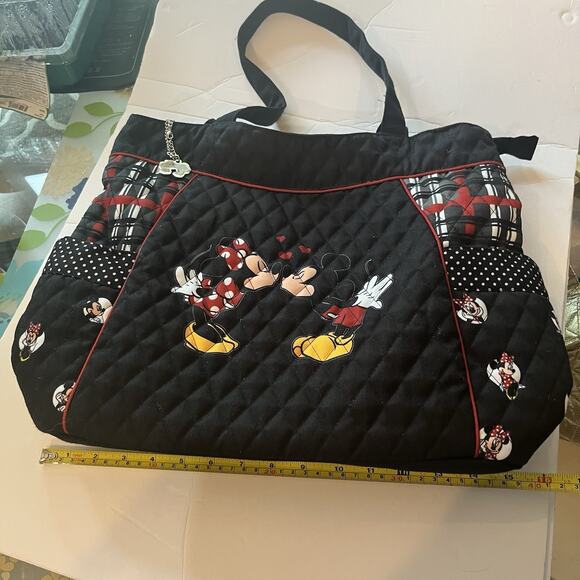 Bradford Exchange: Disney, Mickey & Minnie Love Story" Quilted Tote w/ Charm - Picture 1 of 14